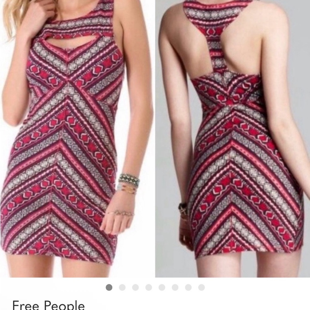 Free People Bohemian Pink‎ Printed Bodycon Dress Sleeveless Size XS Berry Boho